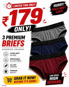 HOT DEAL – GOAT Premium Men's BRIEFS – Assorted Pack of 3