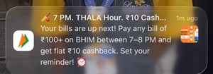 Click to enlarge BHIM THALA OFFER 7-8Pm Flat 10 cashback on 100+