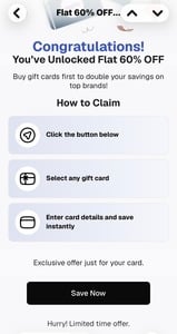 Click to enlarge onecard holders check your email for discount giftcards