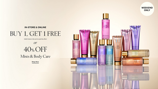 BUY 1 GET 1 FREE | Weekend Special- 40% Off on Mists & Body Care