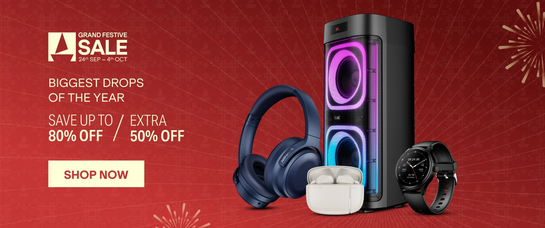 Grand Festive Sale Live Now | Get additional 5% off on Prepaid Orders | Code: FESTIVE |