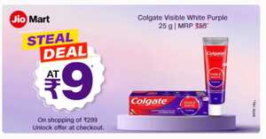 Jiomart: Colgate Visible White Purple 25gm at 9Rs on shopping worth 299Rs