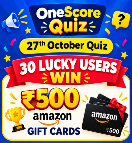Click to enlarge 27 September OneScore Quiz Answers 30 Lucky Users Win 500rs Amazon Gift Cards