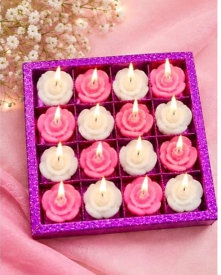 Small Flower Shaped Tealight Candles Set of 16