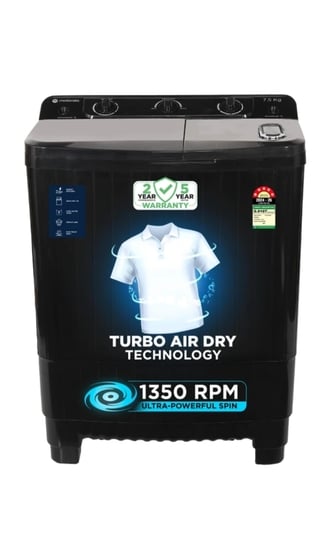 Motorola : 7.5 kg with Turbo Air Dry and Magic Filter Semi Automatic Top Load Black on Flipkart