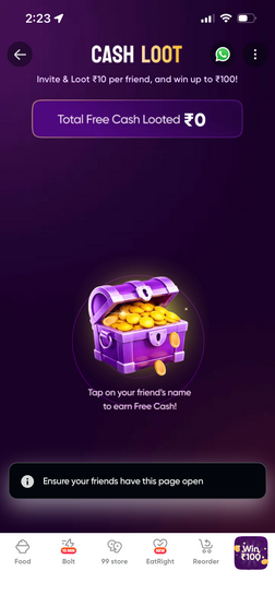 Swiggy cashloot offer live earn 100 free cash