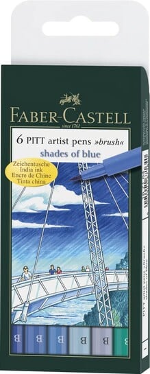 FABER-CASTELL India Ink Pitt Artist "B" Blue Brush Pens (Set of 6...more