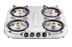 Instamart: Sunflame SS Optra 4 Burner Gas Stove (2 Medium and 2 Small Brass Burners)