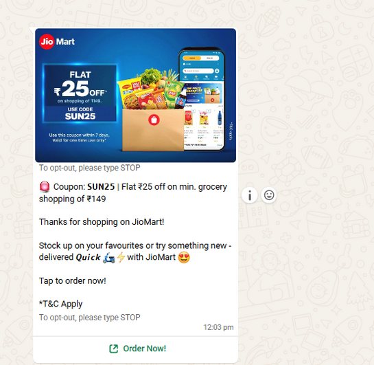 JIOMART new coupon code Flat ₹25 off on min. grocery shopping of ₹149