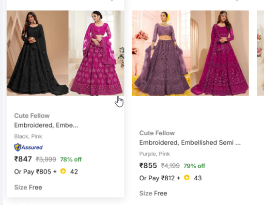 Cute Fellow Women's Lehenga Cholis under 899