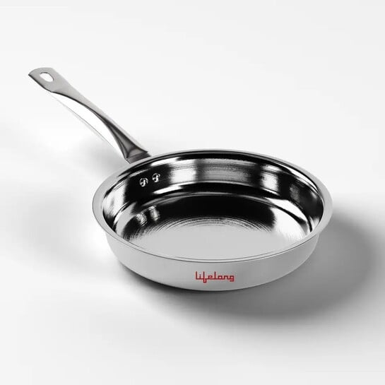 Lifelong Triply LLOTPFP22 Fry Pan 22 cm diameter 1.25 L capacity (Triply, Induction Bottom)