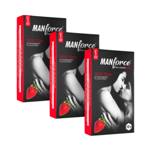 MANFORCE Strawberry Flavour Condom (Set of 3, 30 Sheets)
