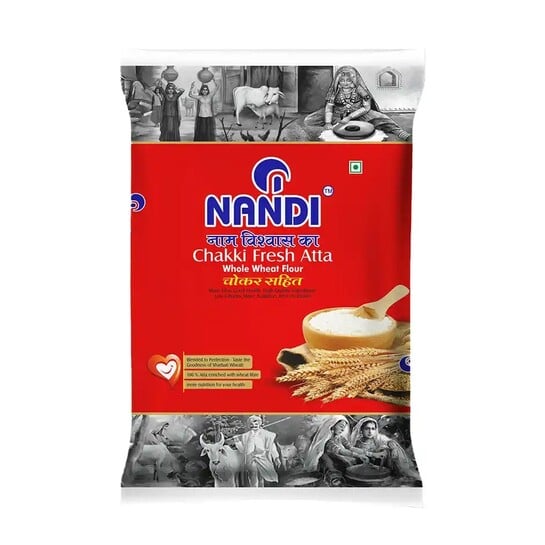 Zepto : Nandi High Fibre Atta with Chokar 10kg (Location Specific)