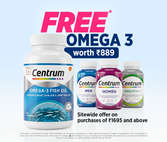 CENTRUM FREE OMEGA-3 WORTH ₹889 | ON PURCHASE OF ₹1695+