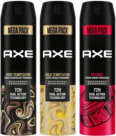AXE Gold Temptation, Dark Temptation and Intense Deodorant Spray - For Men (645 ml, Pack of 3)