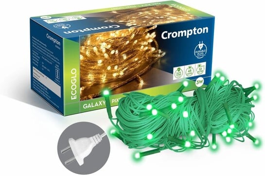 Click to enlarge Crompton 48 LEDs 10 m Green Steady String Rice Lights (Pack of 1)
