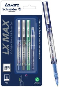 Luxor Schneider LX MAX Roller Ball Pen | (Pack of 3, Multicolor)