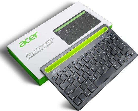 Click to enlarge Acer ACR101 Bluetooth Laptop-size Laptop Keyboard Compatible with Desktop, Laptop, Tablet Dual Mode (Bluetooth + 2.4GHz), with 12-inch Tablet & Smartphone Slot (Black)
