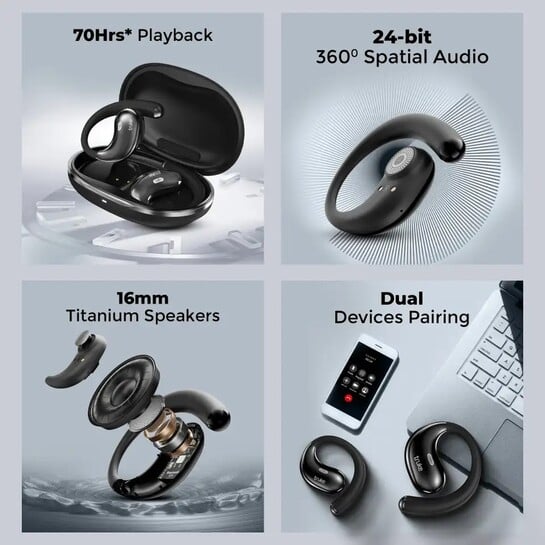 truke ResonanceX OWS w/ 70H Playtime, 24-bit Spatial Audio, 16mm ...more