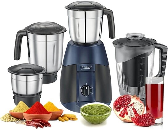 Prestige Supreme 750 W Juicer Mixer Grinder (Atlas Supreme | 4 Jars | Black, Blue)