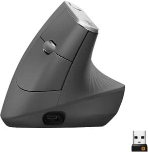 Logitech MX Vertical Ergonomic Optical Mouse (2.4GHz Wireless, Bl...more