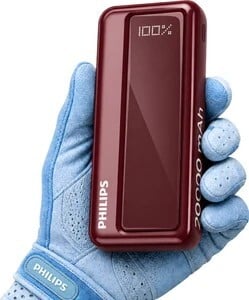 PHILIPS 20000 mAh 22.5 W Power Bank (Maroon, Lithium Polymer, Fast Charging for Mobile)