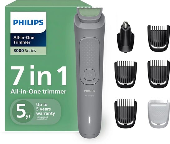 PHILIPS MG3911/15 Fully Waterproof Trimmer 60 min Runtime 5 Length Settings (Grey)