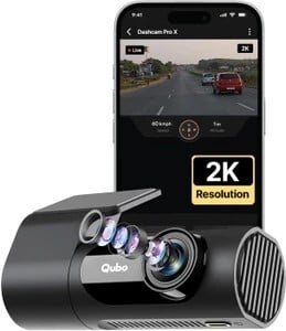 Qubo Smart Dashcam Pro X In-car Camera System (1 Camera, 1296p)