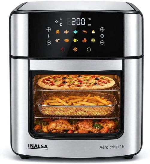 [ICICI/AXIS Card Offer + Extra Off Using SuperCoins ] Inalsa Aero Crisp16 1800W 12-in-1 Air Fryer