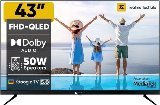 realme TechLife 109 cm (43 inch) QLED Full HD Smart Google TV 2026