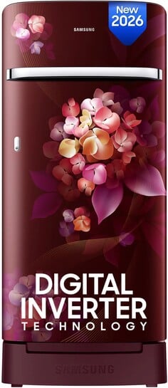 Samsung 189 L Direct Cool Single Door 4 Star Refrigerator with Base Drawer with Digital Inverter, Single Touch Defrost, 2026 Model (Hydrangea Plum, RR21H2H24HT/HL)