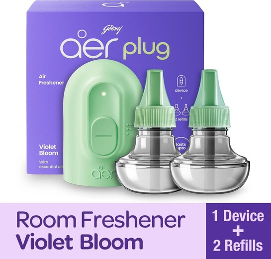 Godrej Aer Plug - Violet Bloom Refill Device + 2 Refills Electric...more