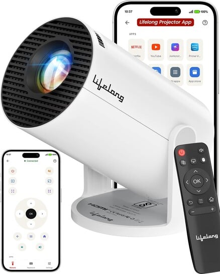 Click to enlarge Lifelong Lightbeam Smart LED Projector, Android 14, 1080P & 4K HD...more