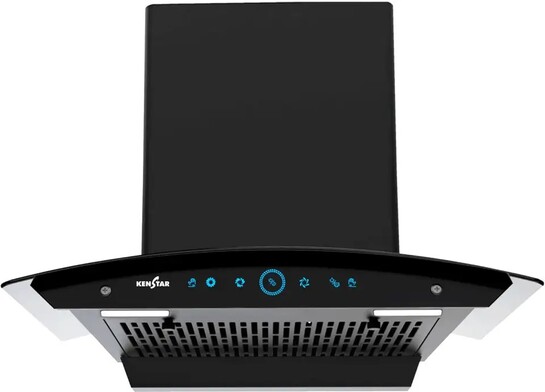 Kenstar Smoke Zero 60 1300 CMH 60 cm | Curved Glass Chimney (Wall Mounted, Black)