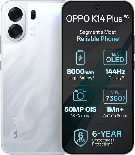 [New Launch] OPPO K14 Plus 5G (Star White, 128 GB) (6 GB RAM)