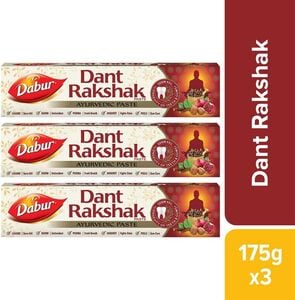 Dabur Dant Rakshak 32 Herbs Ayurvedic Toothpaste (525 g, Pack of 3)