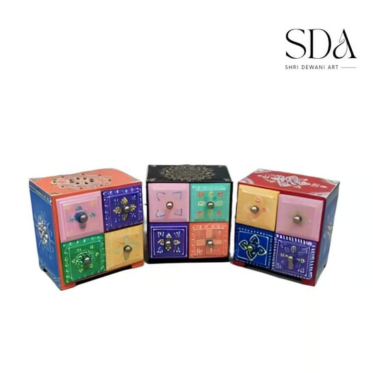 Wooden Ceramic 4-Drawer Box – Stylish Jewellery & Home Decor Organizer | Great Deal