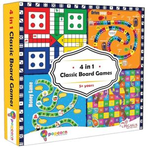 popcorn Games & Puzzles Classic Board Games for Smart Kids|Help to Boost Decision Making,Strategic Thinking and Problem Solving (4 in 1)