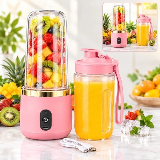Click to enlarge IMATI Portable Juicer Blender USB Rechargeable | 400ml 2 Jars Inc...more