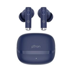 pTron Bassbuds Encore in-Ear TWS Ear Buds w/ 50Hrs Playtime, Custom EQ, Mobile App, 13mm Drivers, Pristine Sound, BTv6.0 Headphones, Touch Control, Voice Assistant, Type C Charging & IPX4 (Blue)