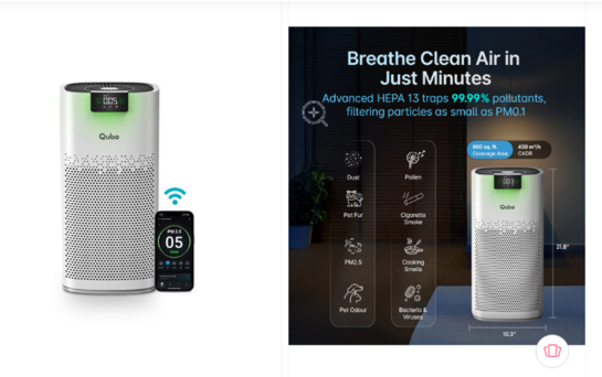 QUBO White Smart Air Purifier Q600 With HEPA13