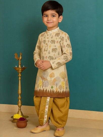 Buy BAESD Boys Ethnic Motifs Printed Kurta With Dhoti Pants - Kurta Sets for Boys 36958104 | Myntra