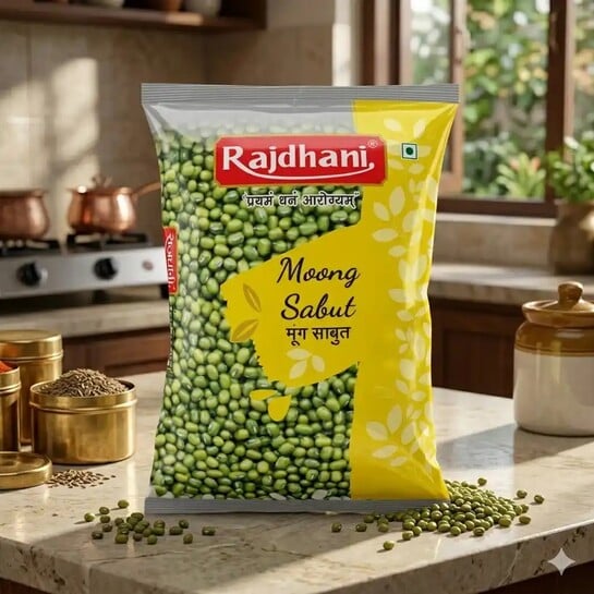 Rajdhani Unpolished Green Moong Dal Sabut / Whole 500g (Location Specific)