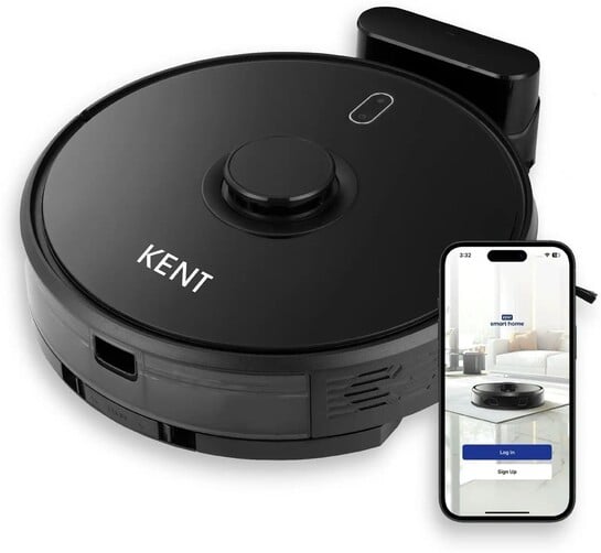 KENT RoboKlean R1 Vacuum Cleaner. Automatically Cleans Carpets, Tiles, Marble with AI Hand-held Vacuum Cleaner (Black)