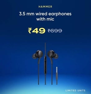 Cred Store : Hammer 3.5 mm Wired Earphones with Mic