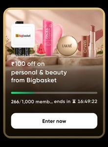 Click to enlarge Cred : Pledge 2K Coins & on Completion Get 100 Off on Beauty & Personal Care from Bigbasket