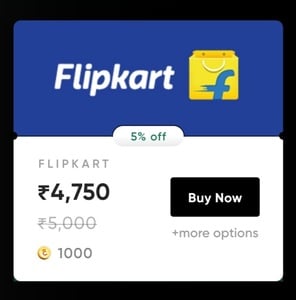 Click to enlarge Cred : Flipkart 5K Gift Card at 5% Discount