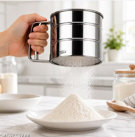 SYGA Baking Stainless Steel Shaker Sieve Cup Manual Flour Sifter with Measuring Scale