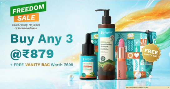 Freedom Sale | Buy Any 3 @ 879 | Free Vanity Bag worth 699