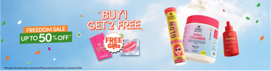 Freedom Sale | Upto 50% Off* | BUY 1 GET 2 Free